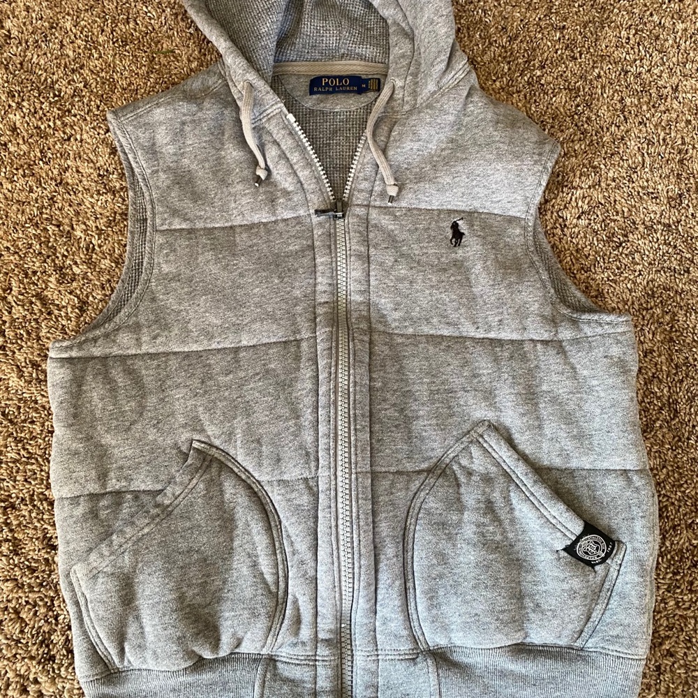 Polo by Ralph Lauren Light Gray Quilted Hooded Vest
